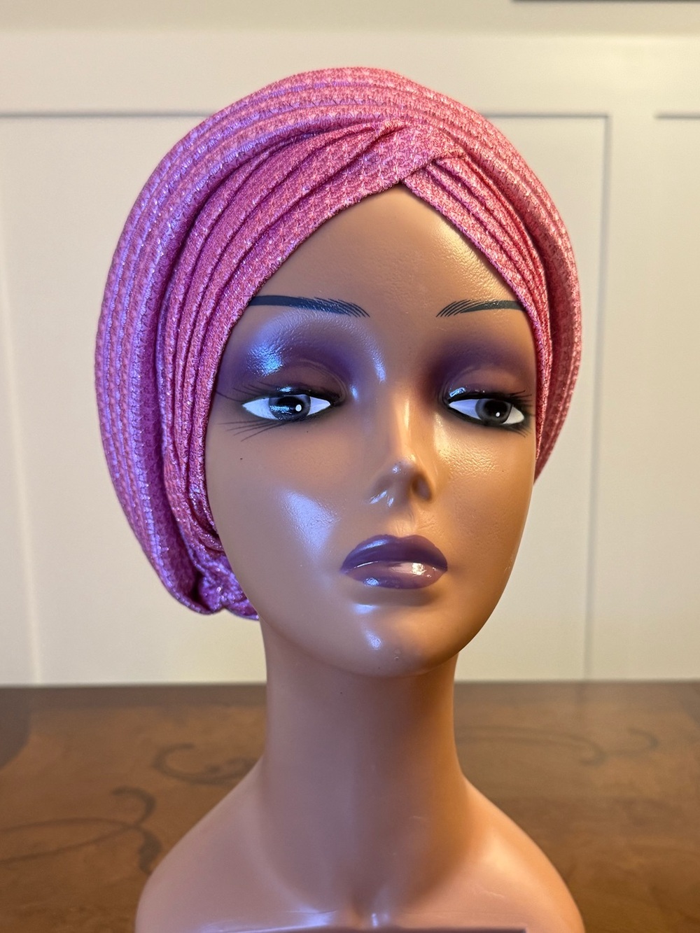 Pink Shimmery Turban Headwrap